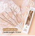 Set of 6 gold metallic curved wave candles for birthday cake decoration, length 15.5cm - Champagne Gold