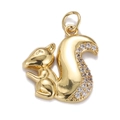 Detailed view of a gold squirrel pendant featuring sparkling white zircon on the tail - CX136-7 Squirrel