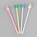 Neutral pen set with 4 cute silicone cartoon animal toppers in assorted colors - Cute Cartoon Animal Gel Pen