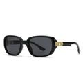 Men's vintage pilot square sunglasses in black frame with gold star metal detail - Black Frame Grey Lens Gold Hardware / Black & Gold