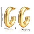 Polished 18K gold plated chunky hoop earrings in 2.8cm x 2.3cm oval hollow design - Round Oval (MS-015) / Gold