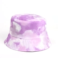 Detail of purple and white tie-dye bucket hat with reinforced brim stitching - Light Purple