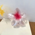 Pink gradient frangipani hair claw clip with elegant floral design and polished finish - Red 8cm