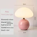 Lampe champignon rose avec socle en céramique et lumière LED réglable en trois couleurs - Gradation 3 Couleurs USB (9 Niveaux) / Rose