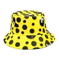 Gele vissershoed met zwarte stippen en cartoonmuisprint voor optimale zonbescherming - M(56-58cm) / Geel Zwart Polka Dot Cartoon Muis