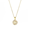 18K gold plated stainless steel necklace featuring a crystal letter O round pendant - Letter O