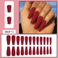 Set dettagliato di 24 unghie finte lunghe a bara rosso opaco in varie dimensioni - Rosso Opaco (CBLM-13)