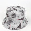 Gray bucket hat with double-sided coconut tree floral print and sun protection - M(56-58cm) / Tree Pattern Grey