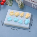 Detailed size chart for Christmas silicone mold with snowman and reindeer shapes - Bell Reindeer Tree Snowman Style