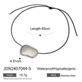 Polished stainless steel irregular bean pendant with black cord necklace dimensions - Silver Irregular Pebble (JDN2407044-S)