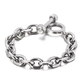 Industrial stainless steel chain bracelet for men with unique bolt OT toggle clasp - Steel Color (KB148264-KFC)