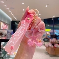 Llavero de estrella de mar rosa con arena movediza y correa de silicona Happy Moments - Rosa