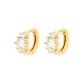 Orecchini geometrici dorati con zirconi tondi micro-incastonati su sfondo bianco - Oro