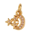 Golden crescent moon and star pendant necklace with sparkling clear cubic zirconia - Moon & Star