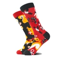 Détails des chaussettes de Noël en coton avec motifs de rennes et de cadeaux - Taille unique / Renne et Écureuil Rouge et Noir (10066)
