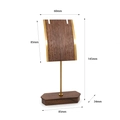 Detail showing precise dimensions of walnut and brass jewelry display stand - Rectangular Necklace Rack