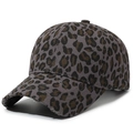 Unisex leopard print baseball cap with distressed brim in brown and grey tones - Adjustable / Grey Leopard
