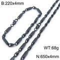 Ensemble collier et bracelet minimalistes en acier titane noir à maillons biseautés - Bracelet / Style A Noir (1:1)