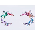 Symmetric face jewelry stickers with colorful teardrop rhinestones in blue and pink - FG315R