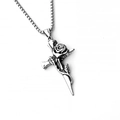 Retro hip hop rose and cross pendant necklace made of silver titanium steel with box chain - Cross Rose + Stainless Steel Chain