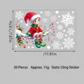 Christmas static cling sticker featuring cute elf on snowy branch, 20 pieces set, 20x30cm - Elf on Tree Branch