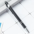 Sleek black stylus ballpoint pen with silver metal accents and a soft capacitive tip - Black (Painted)