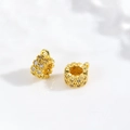 Macro detail of gold-plated cubic zirconia cylinder beads for DIY jewelry making - Medium Cylinder Connector / Gold (DMK860G)