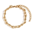 14K gold plated stainless steel bracelet with industrial U-shaped link design - Bowknot Handmade Link Bracelet-Gold (B0540)