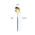 304 stainless steel dessert spoon in gold and blue finish, 18.5cm long and 29g weight - Blue Gold Medium Spoon