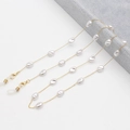 Chic gold chain glasses strap with white baroque pearls and adjustable silicone loops - Baroque Pearl