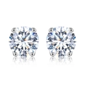 Elegant 925 sterling silver stud earrings featuring classic round cut moissanite stones - 1 ct / Silver