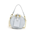 Mini bolso redondo infantil en azul claro con perlas y cadena de metal dorado - Azul