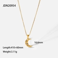 Detail shot of 18K gold plated moon pendant with zircon inlay and size dimensions - Moon Pendant Style (JDN20954)