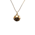 Minimalist gold circle necklace featuring multi-smiley face enamel pendant and box chain - Black Smiley Face