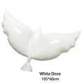 White dove shaped foil balloon measuring 105x60cm for wedding and party decorations - Pure White Peace Dove