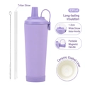 Lila 830ml Isolierbecher mit Keramikbeschichtung, Magnetgriff und großem Trinkhalm - 830ml / Taro-Lila