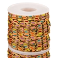 Colorful enamel inlay on golden stainless steel Cuban chain roll for DIY jewelry making - 1 Meter / Colorful