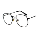 Montura de gafas hexagonal negra de metal con lentes transparentes y estilo minimalista - Montura Negra Lente Lisa C6