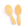 Set of two yellow hollow-out detangling brushes for hair volume and scalp massage - Oval Yellow
