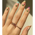 Uñas postizas de rana y arcoíris con anillo de onda de oro rosa y joyas de circón - Rana De Dibujos Animados Arco Iris (U-206) / Tipo de Pegamento