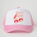 Cappello trucker regolabile rosa e bianco Feeling Lucky ciliegia 8 ball per protezione solare - Bianco & Rosa