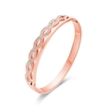 Bracelet jonc en acier inoxydable or rose avec cristaux pavés forme huit - Or rose