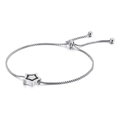 Adjustable silver star bracelet in stainless steel with a sparkling crystal zircon stone - Steel