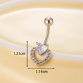 Silver heart navel piercing with micro-paved cubic zirconia and central heart crystal - 2#-Silver Hollow Heart (HSPJ0143)