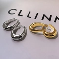 Orecchini a goccia ovali a forma di U minimalisti in metallo lucido oro e argento - Oro