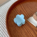 Elegant light blue flower pearl hair claw clip displayed on a rustic wooden tray - Pale Blue Flower(FJ280)