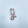 Silver stethoscope brooch with red enamel detailing for doctors and medical staff - Deep Pink with Silver Base