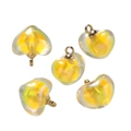 Translucent iridescent yellow heart pendant charms with gold ring for DIY jewelry making - Iridescent Yellow Acrylic (10pcs/pack)