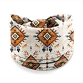 Elastic headband with orange and grey Aztec geometric patterns for sports and yoga - Style 133