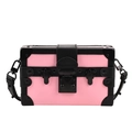 Pink and black rivet trunk shoulder bag with metallic clasp and adjustable strap - Pink